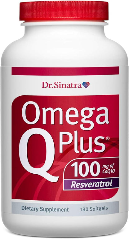 Dr. Sinatra Omega Q Plus 100 Resveratrol – Omega-3 Supplement Supports Heart Health and Provides Antioxidant Power with 100mg of CoQ10 and Resveratrol (180 softgels)