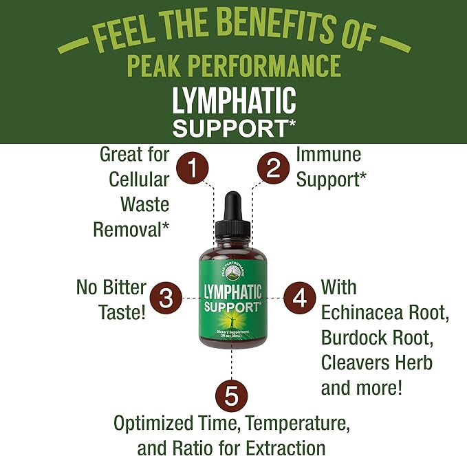 Lymphatic Drainage Drops. Sugar Free 7-in-1 Lymph Detox And Cleanse Support. Vegan Supplement with Echinacea Root, Red Clover Blossom, Burdock/Red Root, Cleavers Herb, Licorice Root, And More!