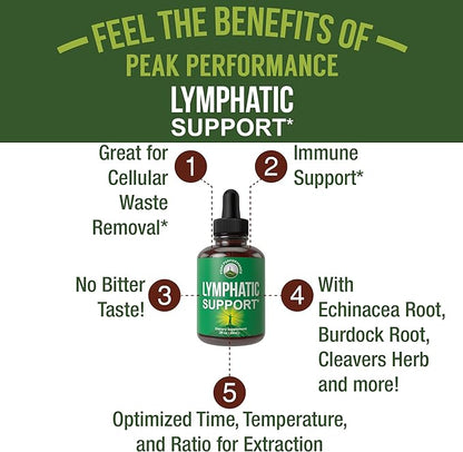 Lymphatic Drainage Drops. Sugar Free 7-in-1 Lymph Detox And Cleanse Support. Vegan Supplement with Echinacea Root, Red Clover Blossom, Burdock/Red Root, Cleavers Herb, Licorice Root, And More!