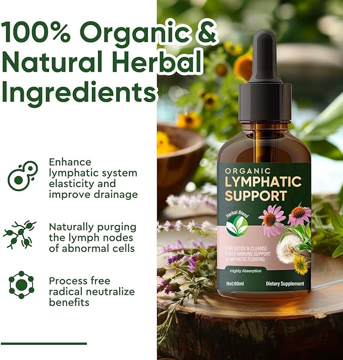 KILINO Lymphatic Drainage Drops, Organic Lymph System Support Drops with Echinacea & Red Clover Extract - Vegan Alcohol and Sugar Free, 30 Servings