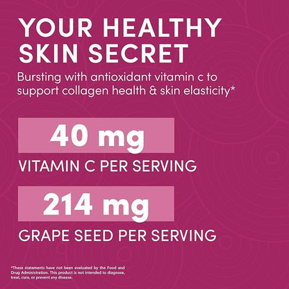 Swisse Grape Seed Extract Capsules Antioxidant Herbal Supplement | Grapeseed Polyphenols Supplement + Antioxidant Vitamin C | Promotes Skin Health & Collagen Production | 300 Tablets