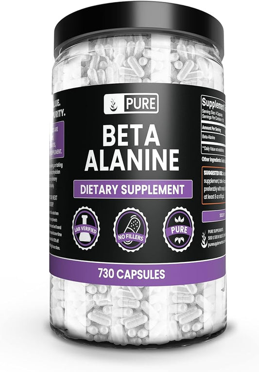 Pure Original Ingredients Beta Alanine, (730 Capsules) Always Pure, No Additives Or Fillers, Lab Verified