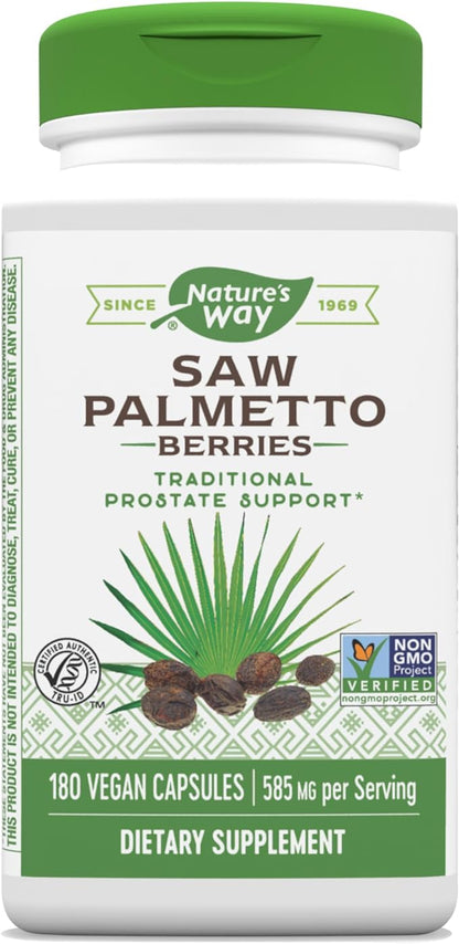 Nature's Way Saw Palmetto Berries, Traditional Prostate Health Support* for Men, 585mg, 180 Capsules