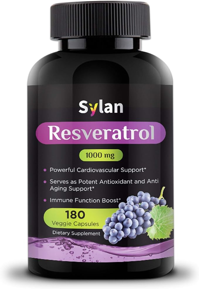 Trans Resveratrol Supplement 1000mg 180 Capsules Antioxidant Anti Aging Designed to Support in Cases of Heart Health, Joint and Brain Function & Immune System Health Veggie Non-GMO Made in USA