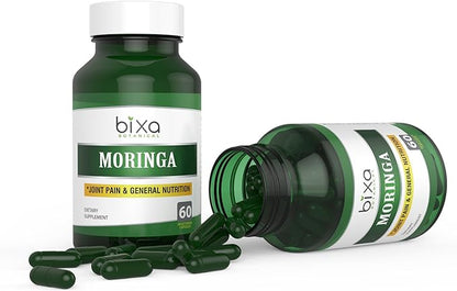 bixa BOTANICAL Moringa Extract 1% Alkaloids 60 Veg Capsules (450mg) | Multi-Vitamin and Nutritional Green Superfood Supplement ǀ Helps in Joint Pain and Blood Circulation ǀ