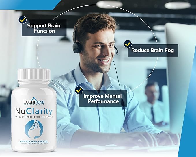 NuClarity - Premium Nootropic Brain Supplement - Focus, Energy, Memory Booster - Mental Clarity & Cognitive Support - Ginkgo Biloba, Bacopa Monnieri, Alpha-GPC, Phosphatidylserine, Rhodiola Rosea