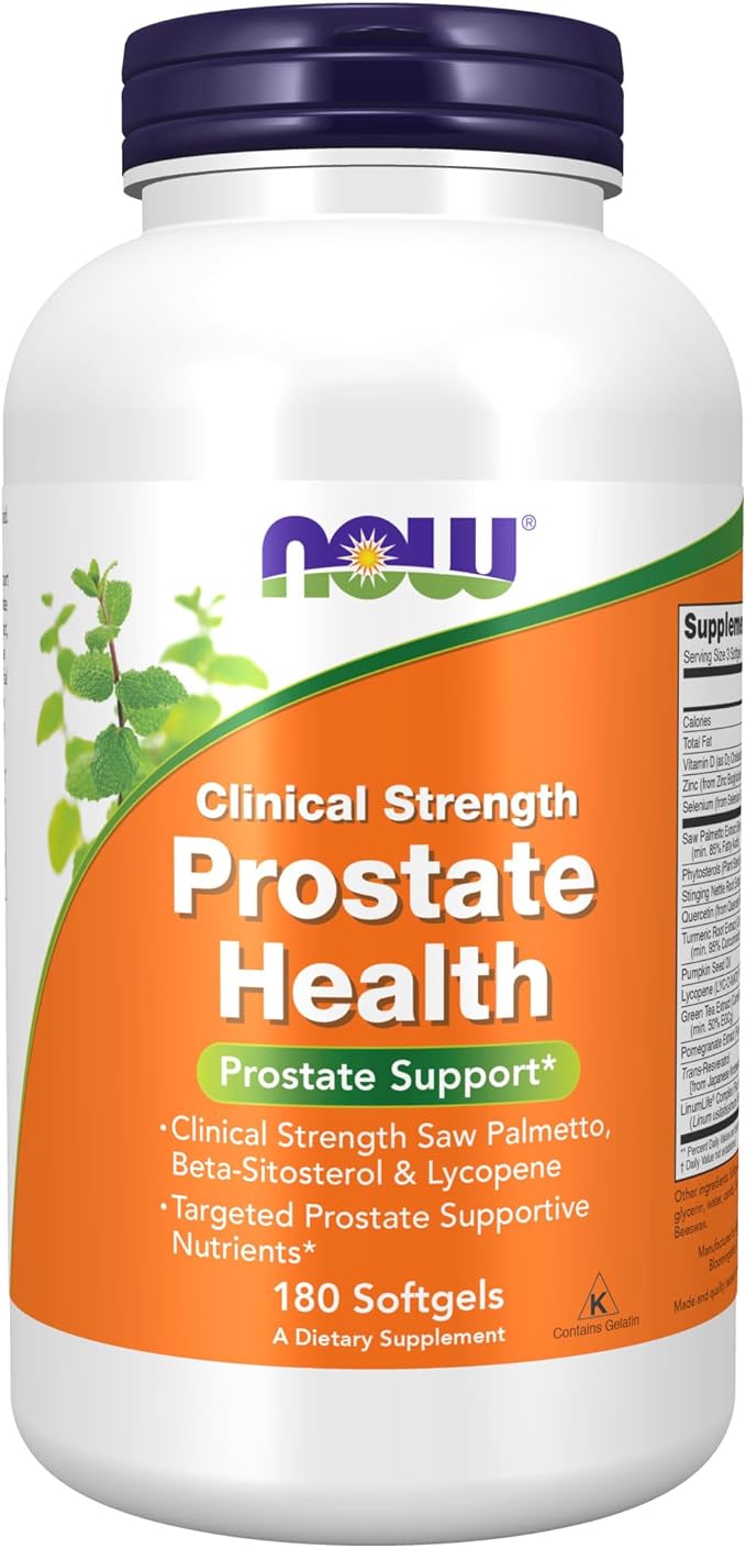 NOW Supplements, Prostate Health, Clinical Strength Saw Palmetto, Beta-Sitosterol & Lycopene, 180 Softgels