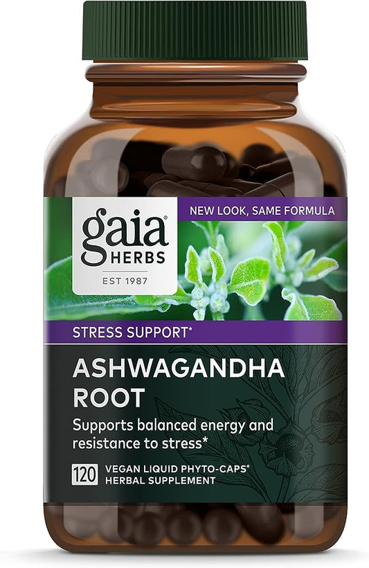 Gaia Herbs, Ashwagandha Root Vegan Liquid Phyto Capsules - Stress Relief, Immune Support Supplement, Balanced Energy Levels and Mood , 120 Ct (Pack of 1)