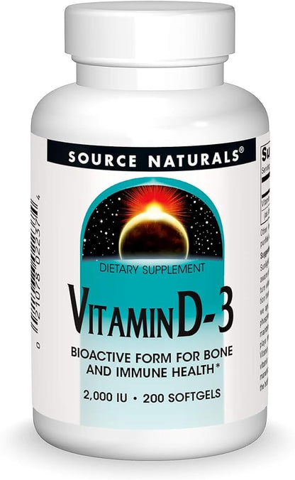 Source Naturals Vitamin D-3 2000 iu Supports Bone & Immune Health - 200 Softgels