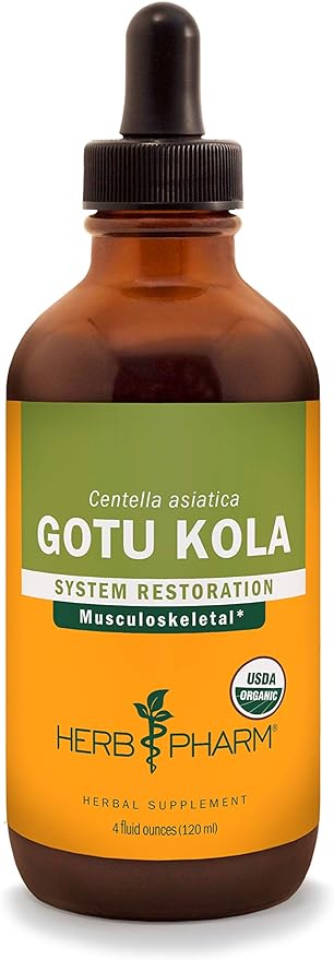 Herb Pharm Certified Organic Gotu Kola Liquid Extract for Musculoskeletal System Support - 4 Ounce