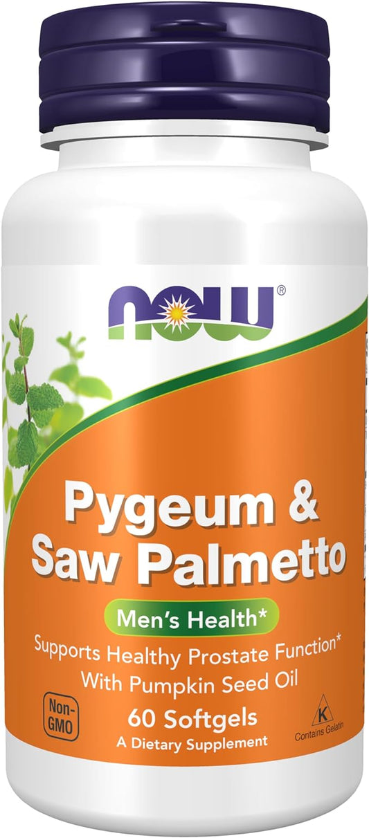 NOW Supplements, Pygeum & Saw Palmetto with Pumpkin Seed Oil, Men's Health*, 60 Softgels