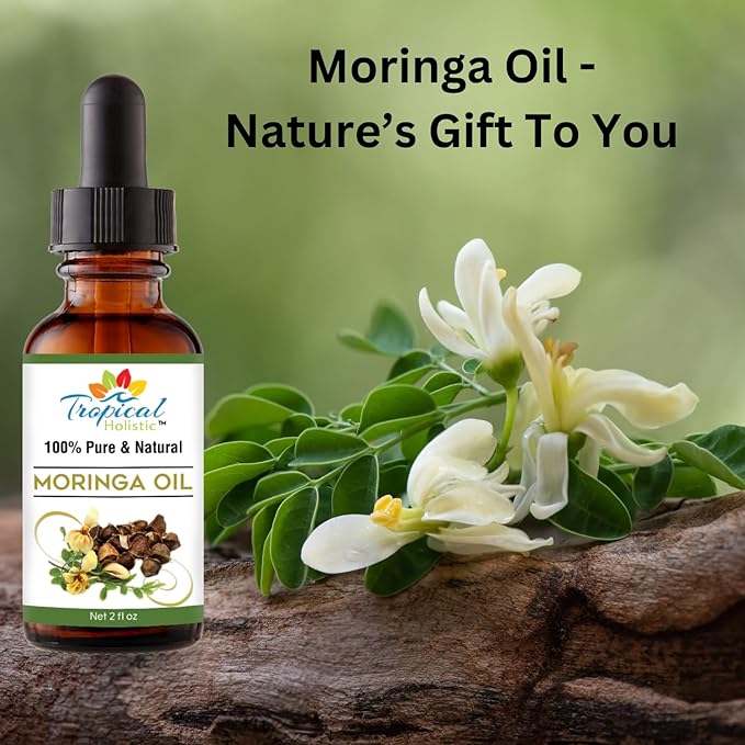 Moringa Oil - Cold-Pressed, Unrefined, Vegan Hair & Skin Oil - All Natural 100% Pure Organic Non-GMO - Aceite de Moringa Para Las Arrugas