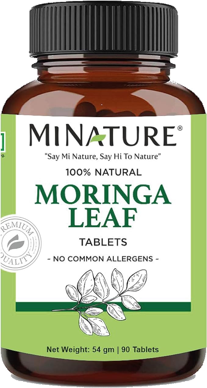 Moringa Leaf Tablets - 90 Tablets, 1000 mg| by mi Nature | 100% Natural Moringa| Antioxidant| Moringa Leaf Powder | Vitamin C |Vegan | from India