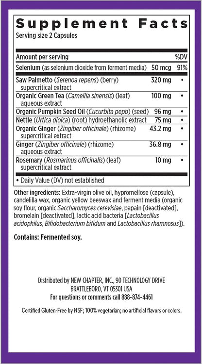 New Chapter Prostate Supplement - Prostate 5LX™ with Clinical Strength Saw Palmetto + Fermented Selenium for Prostate Health - 120 ct Vegetarian Capsule