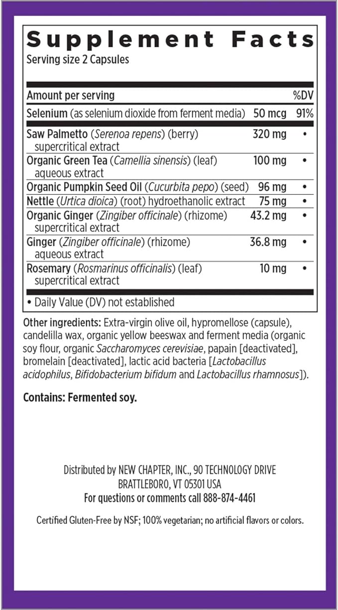 New Chapter Prostate Supplement - Prostate 5LX™ with Clinical Strength Saw Palmetto + Fermented Selenium for Prostate Health - 60 ct Vegetarian Capsule