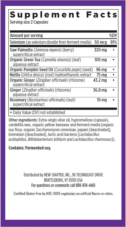 New Chapter Prostate Supplement - Prostate 5LX™ with Clinical Strength Saw Palmetto + Fermented Selenium for Prostate Health - 60 ct Vegetarian Capsule