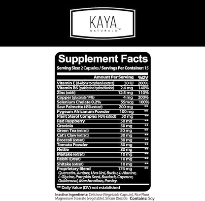 Kaya Naturals Prostate Support | Saw Palmetto, Potent DHT Blocker for Hair Growth, Promote Sleep, Reduce Frequent Urination, Bladder Emptying & Stamina Supplement – 30 Count