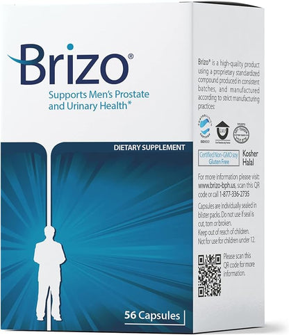 Brizo® Natural Prostate Supplements for Men | Capsule Form | Supports Prostate Health, Reduces Urinary Frequency and Urgency | Fermented Soy Extract (SC012) | 1 Month Supply