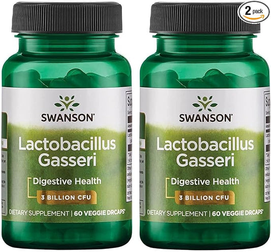 Swanson Lactobacillus Gasseri - Probiotic Supplement Supporting Digestive Health with 3 Billion CFU - Design-Release Satiety & Fat Metabolism Support - (60 Veggie Capsules) 2 Bottles