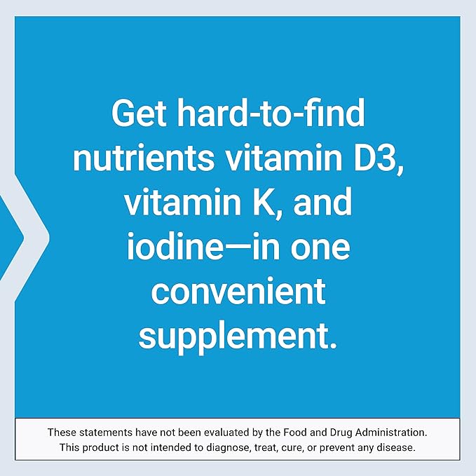 Life Extension Vitamins D and K with Sea-Iodine, vitamin D3, vitamin K1 and K2, iodine, supports immune, bone, arterial and thyroid health, non-GMO, gluten-free, 60 capsules