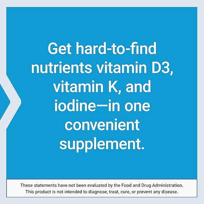 Life Extension Vitamins D and K with Sea-Iodine, vitamin D3, vitamin K1 and K2, iodine, supports immune, bone, arterial and thyroid health, non-GMO, gluten-free, 60 capsules