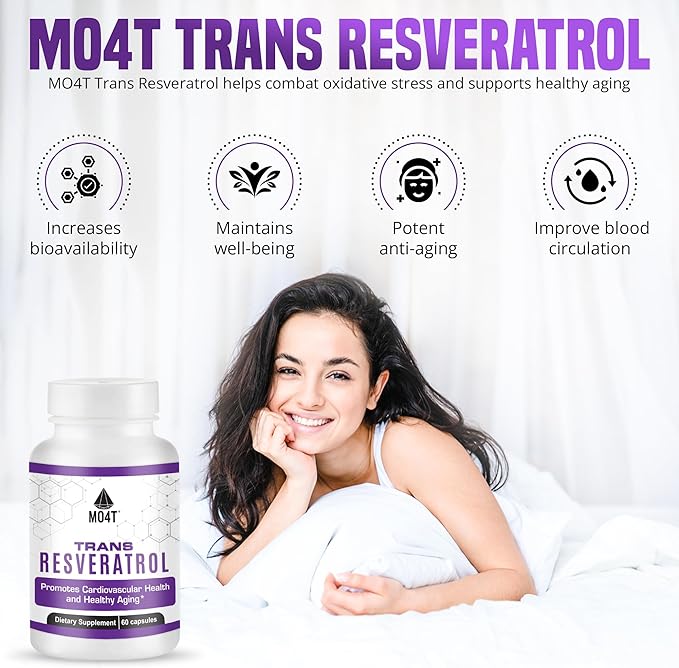 Trans Resveratrol Antioxidant- Helps Combat oxidative Stress- Promotes Healthy Aging - 60 Capsules