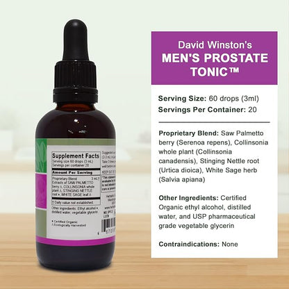 David Winston's Men's Prostate Tonic™ Supports Healthy Prostate Function and Urine Flow. 2 Fl Oz. Liquid Herbal Extract