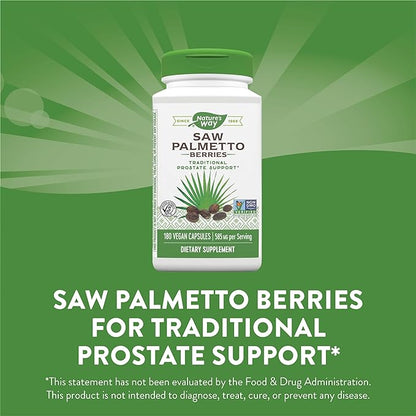 Nature's Way Saw Palmetto Berries, Traditional Prostate Health Support* for Men, 585mg, 180 Capsules