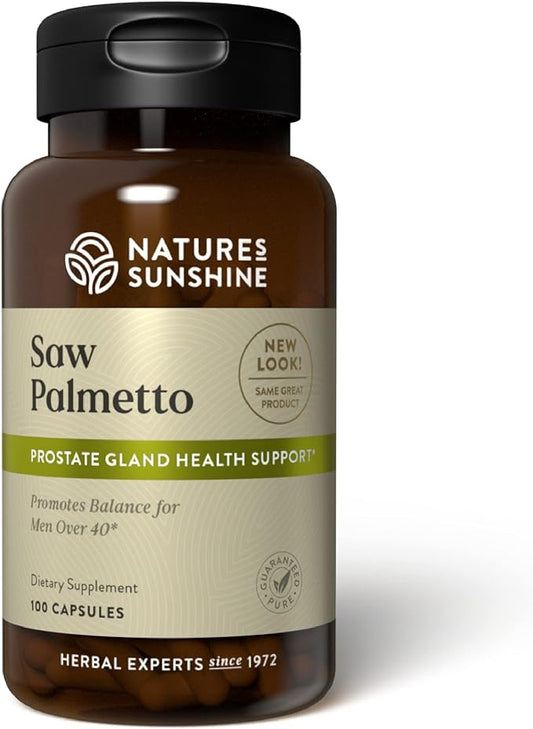 Nature's Sunshine Saw Palmetto, 100 Capsules, Kosher | Naturally Helps Improve Prostate Health and Helps Balance Hormones for Adult Men and Women