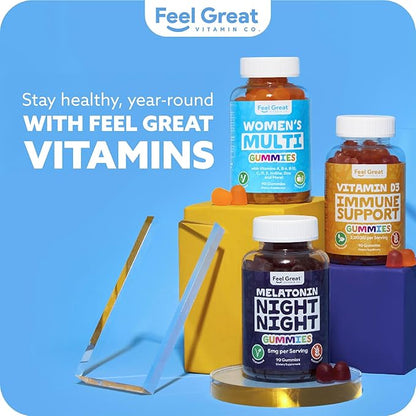 Multivitamin Gummy for Women by Feel Great Vitamin Co | Multi Chewable Gummy Supplement with Vitamin A, B-6, B-12, C, D, E, Biotin, Choline, Folic Acid, Zinc & More