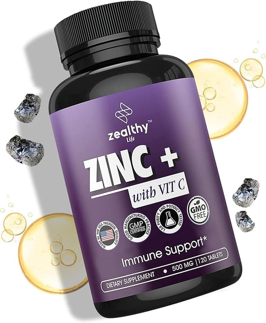 Zealthy Life Zinc+ with VIT C 500 Mg 120 Tablets