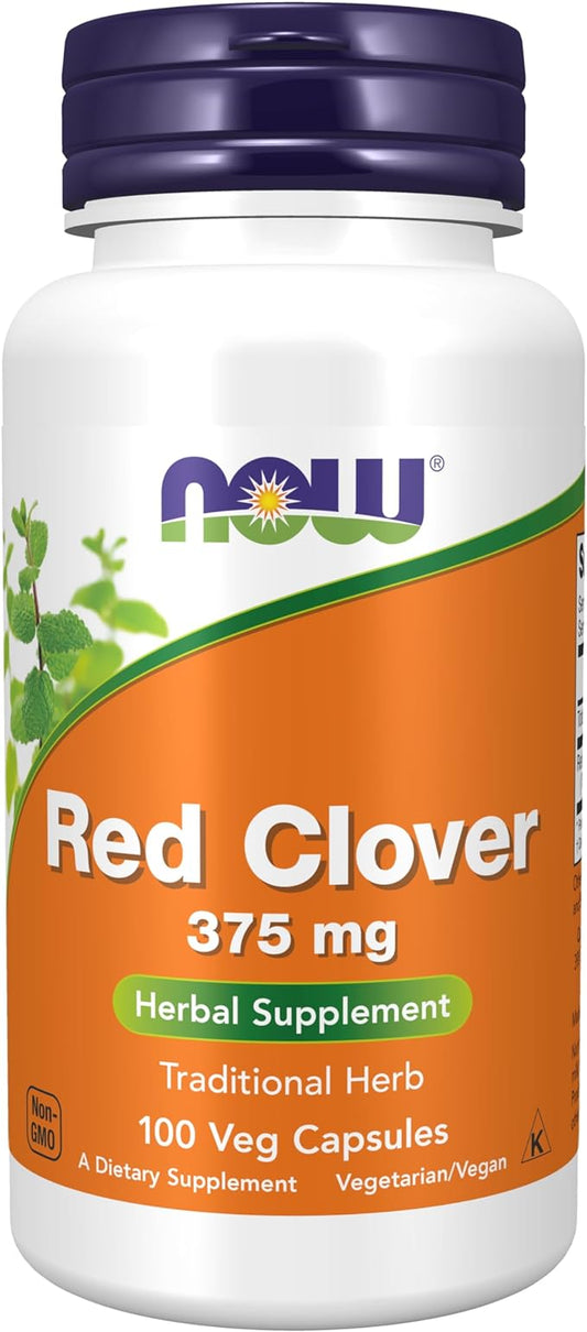 NOW Supplements, Red Clover (Trifolium pratense) 375 mg, Herbal Supplement, 100 Veg Capsules