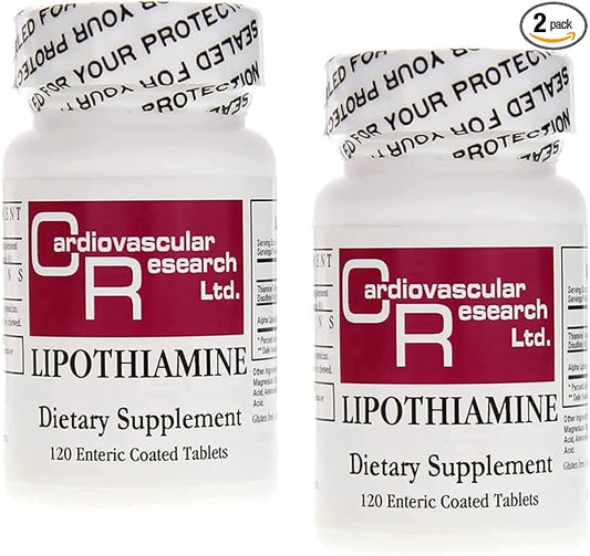 Cardiovascular Research Lipothiamine B1 Supplement 240 Tablets - Vitamin B1 Now with Alpha Lipoic Acid - 2 X 120 Count