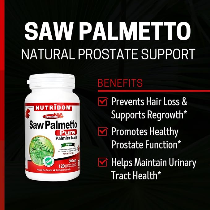 Saw Palmetto 500mg, Non-GMO, Vegan, Gluten Free, Soy Free, and Dairy Free (120 Count)