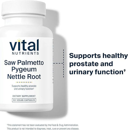 Vital Nutrients Saw Palmetto with Pygeum & Nettle Root | Vegan Saw Palmetto for Men Supports Healthy Prostate Function* | Vegan Saw Palmetto Extract Supplement | Gluten, Dairy, Soy Free | 60 Capsules