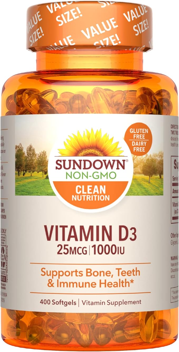 Sundown Vitamin D3 1000 IU, Supports Bone, Teeth, and Immune Health, 400 Softgels