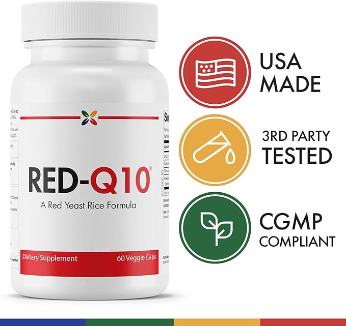 Stop Aging Now - RED-Q10 Organic Red Yeast Rice with CoQ10 - Red Yeast Rice Formula - 60 Veggie Caps