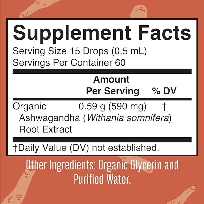 Ashwagandha Root | USDA Organic Ashwagandha Liquid Drops | Natural Calm | Relaxation | Stress and Mood Support Supplement | Adaptogenic | Nervine | Supports Cognitive Health | Vegan | 60 Servings