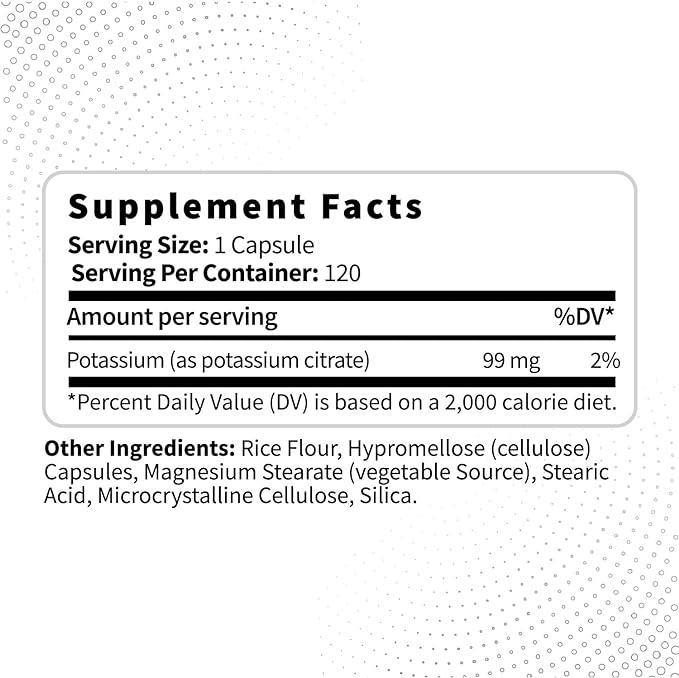 Type Zero Potassium Citrate (99mg, 120 Capsules) - Gluten Free, Non-GMO