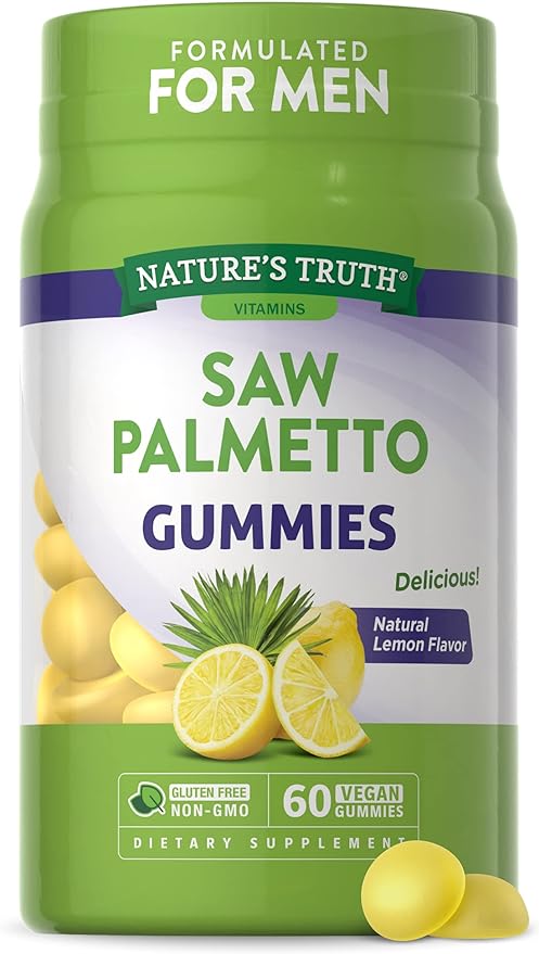 Nature's Truth Saw Palmetto Gummies | 60 Count | Vegan, Non-GMO & Gluten Free Extract | Lemon Flavor | Formulated for Men