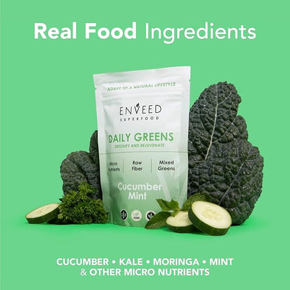 WILD GREENS | Organic Powder — Spirulina, Chlorella, Ashwagandha, Maca Root & Reishi Mushroom | Enjoy a Healthy, 100% Natural Diet with The Added Boost of Adaptogens — 20 Servings