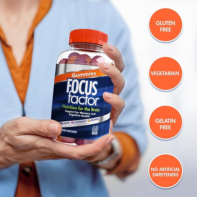 Focus Factor Adults Extra Strength, 120 Count - Brain Supplement for Memory, Concentration & Nootropic Gummies, Memory Supplement for Brain, Phosphatidylserine, Bacopa