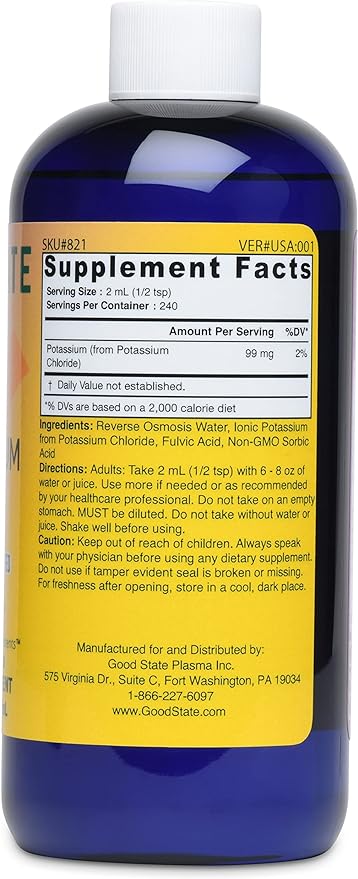 Cold Plasma-Activated Liquid Ionic Potassium 732 | 99 mg per Serving | 240 Servings