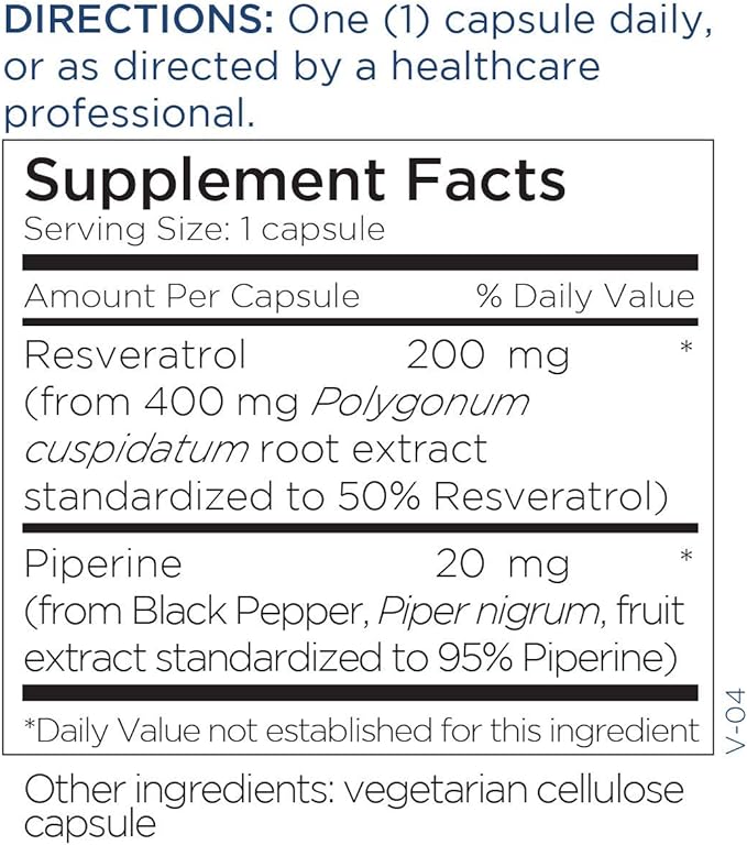 Metabolic Maintenance Resveratrol with Piperine - Antioxidant + Cardiovascular Support with Superior Absorption (60 Capsules)