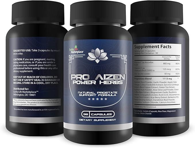 Pro Aizen Power Herbs - Male Prostate Support Supplement - Aid Healthy Urinary Flow & Bladder Emptying - Reduced Inflammation Support - Prostate Size Support - Promote Male Prostate Health