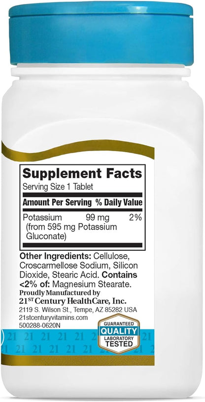 21st Century Potassium 595 mg Tablets, 110 Count (Pack of 3)