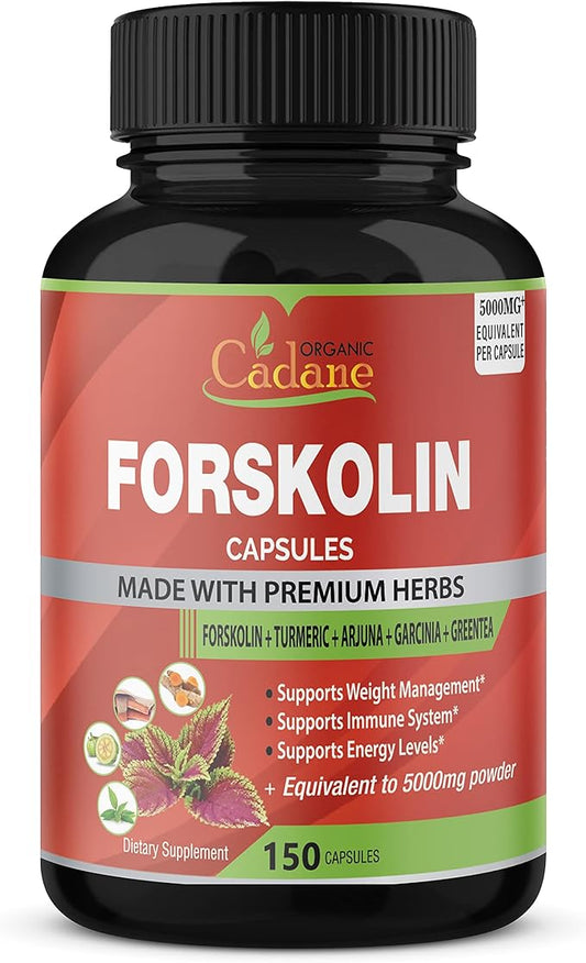 Forskolin Supplements Capsules 5000mg, 5 Month Supply, 150 Capsules & Turmeric Curcumin, Arjuna, Garcinia Cambogia, Green Tea | Supports Nourishing Diet, Energy Booster |Coleus Forskohlii Extract