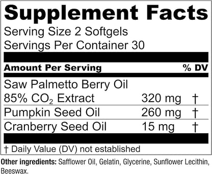 Essential Elements Saw Palmetto Plus - Prostate Health Supplement for Men with Pumpkin and Cranberry Seed Oil | Supports Bladder and Urinary Health 120 Softgels