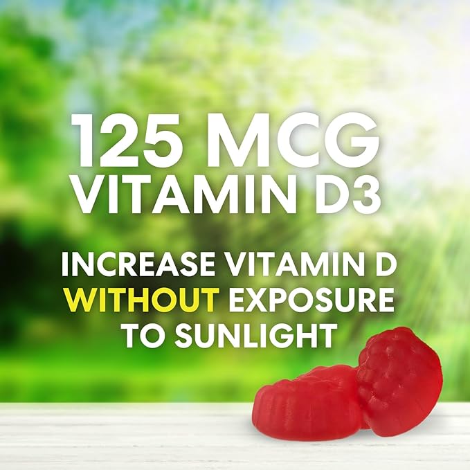 Vitamin D3 Gummy Vitamins Extra Strength 5000 IU (125 mcg) High Potency Vita D Gummies Dietary Supplement - Bone, Teeth, Muscle & Immune Support, Nature's Vitamin D Supplement, Non-GMO - 120 Gummies