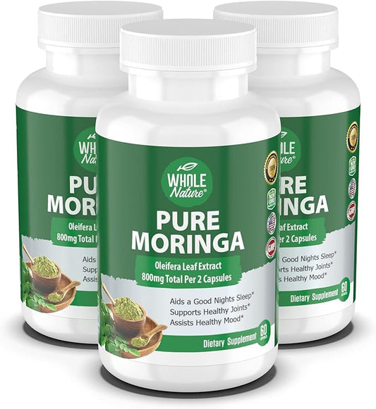 Moringa Capsules, 800mg Organic Moringa Oleifera Leaves Powder Superfood Greens Pure Moringa Pills is A Vegan, Non-GMO Energy Booster and Immune Support Supplement. (3)